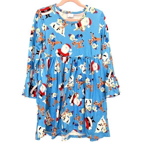 Girls Ruffle Christmas Dress Size 7/8 - Picture 1 of 2